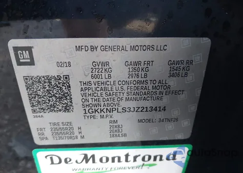 2018 GMC Acadia Denali z USA, uszkodzony, nr VIN 1GKKNPLS3JZ213414